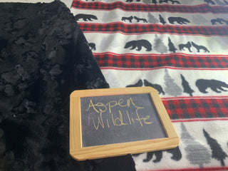 Aspen Wildlife Blanket w/ Black Paw Embossed Minky