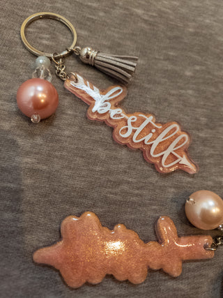 Be Still Pink Pearl Keychain