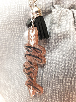 Blessed Rose Gold Sparkle Keychain