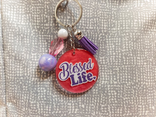 Blessed Life Pink Pearl Keychain