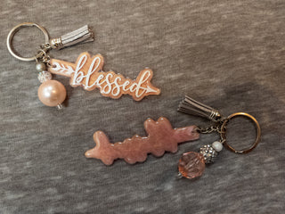 Blessed Rose Pearl Keychain
