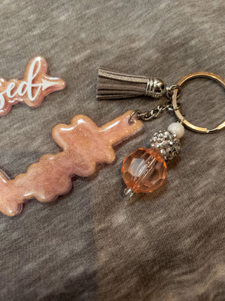 Blessed Rose Pearl Keychain