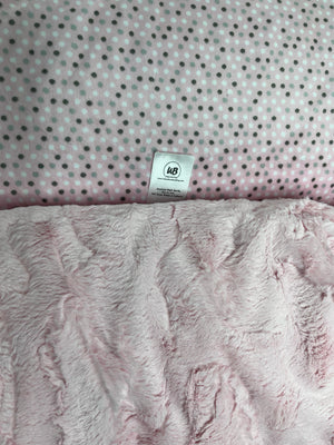 Pink Dot Spotted Minky Blanket - Baby Size to XL Long Size w/Pink Hide Minky Backing