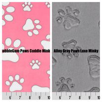 Pink Paw Prints w/ Paw Print Embossed Minky Blanket -Choose Size