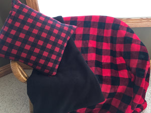 Red & Black Buffalo Plaid Checkered Double Sided Minky Blanket-4 Size Options