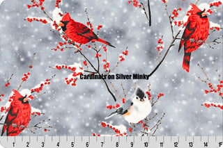 Silver Cardinals Minky Blanket - Choose Size  **Choose Minky Backing