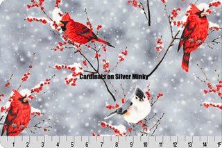 Silver Cardinals Minky Blanket w/Red Minky Backing **Ready To Ship