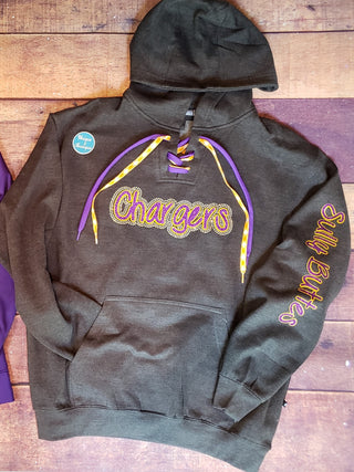 Chargers Sully Buttes Rhinestone Lace-Up Hoodie