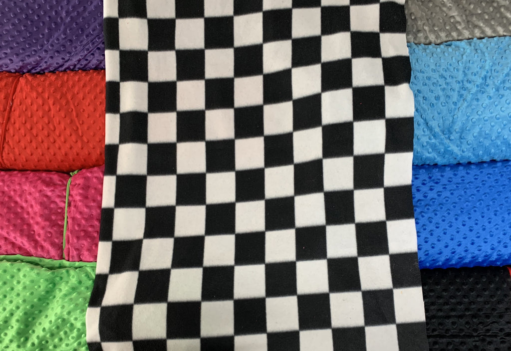 Checkered Plaid Fleece Blanket ~ Choose Minky Backing Color - 2 Sizes