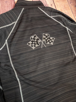 Checkered Flag Rhinestone Full Zip Jacket