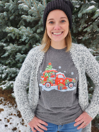 Merry Christmas Red Truck Graphic Tee