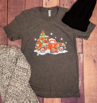Merry Christmas Red Truck Graphic Tee