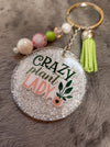 Crazy Plant Lady White Sparkle Keychain
