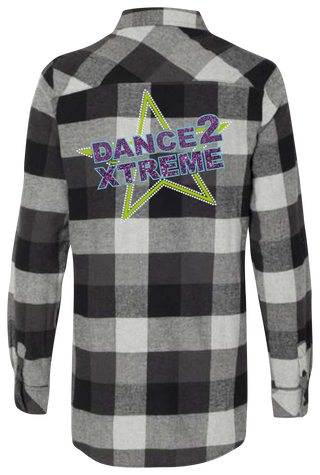 Dance2Xtreme Rhinestone Flannel Button Down Top