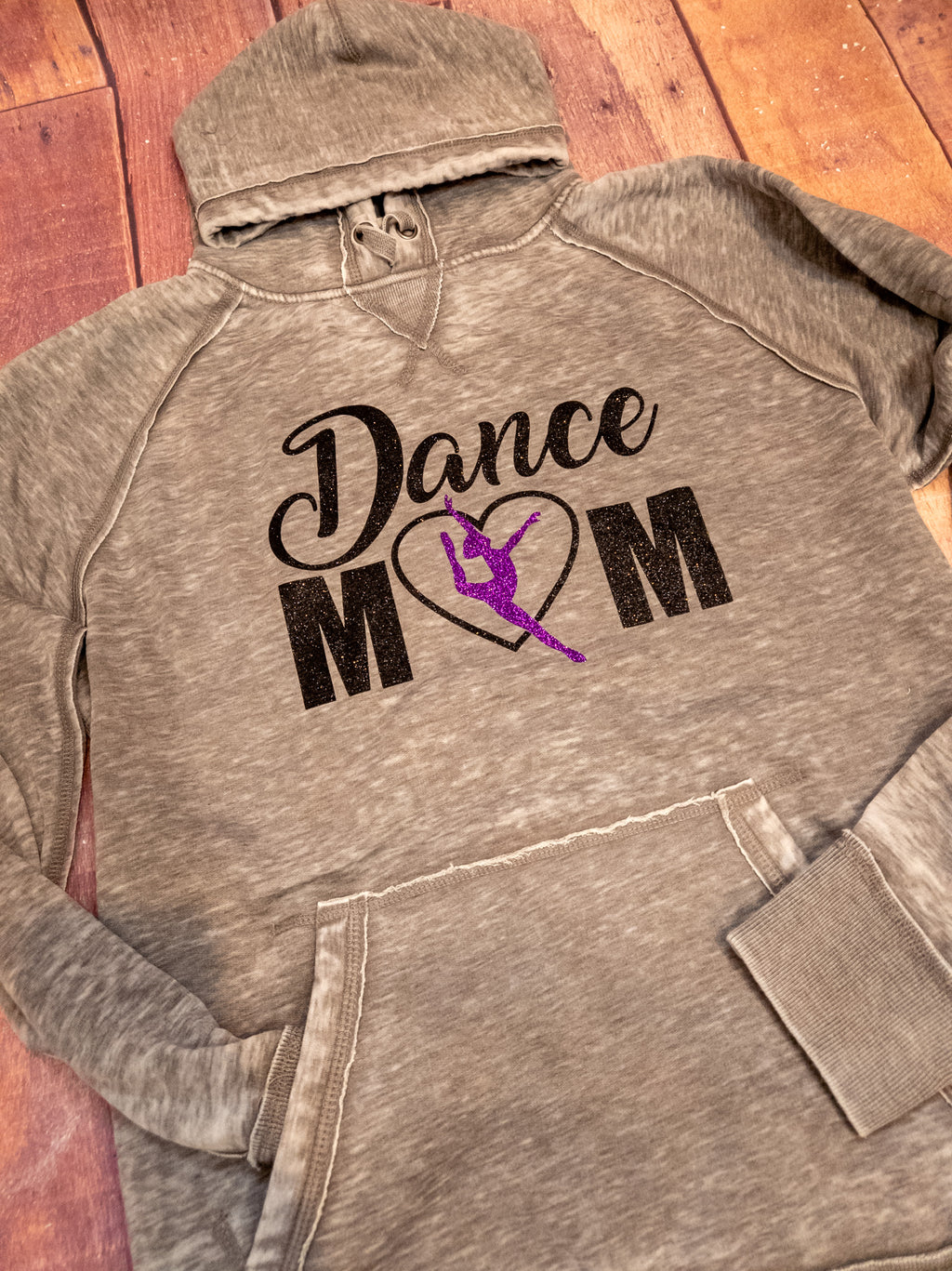 Dance Mom Gray Fleece Hoodie - Purple Sparkle