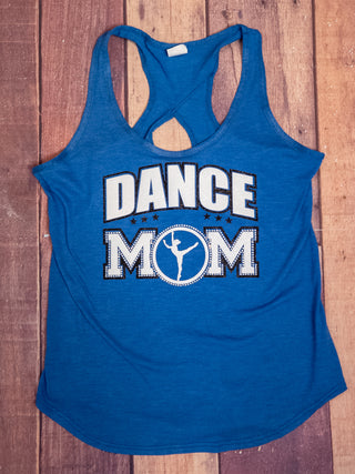 Dance Mom Rhinestone Blue Keyhole Tank