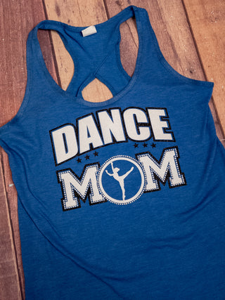 Dance Mom Rhinestone Blue Keyhole Tank