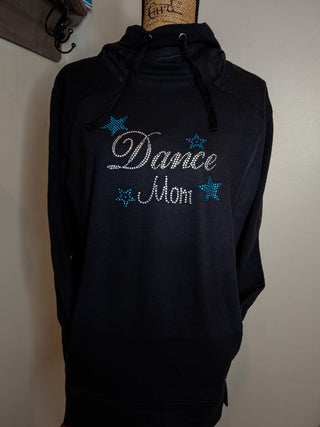 Dance Mom Rhinestone Fashion Fleece Black Hoodie