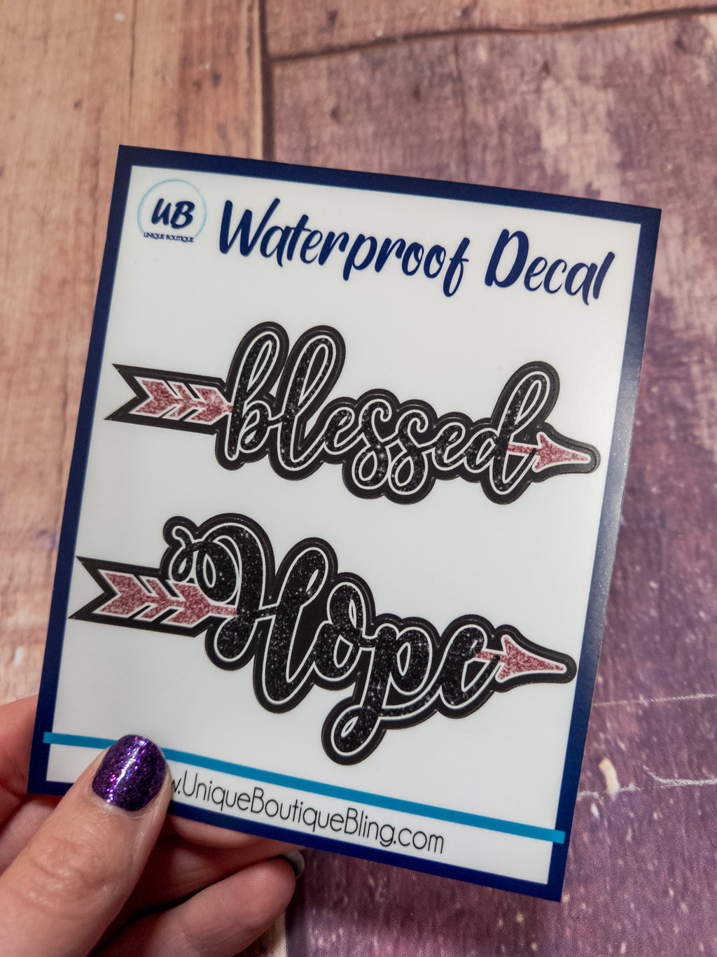 Blessed and Hope Pink and Black Color Combo Decals
