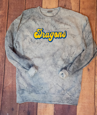 Dragons Dusty Blue Colorblast Crewneck Sweatshirt - Blue & Yellow Print