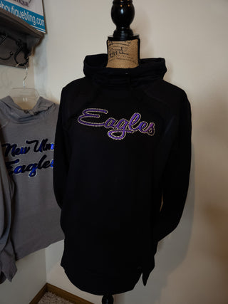 Eagles Rhinestone Fashion Fleece Black Hoodie