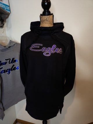 Eagles Rhinestone Fashion Fleece Black Hoodie