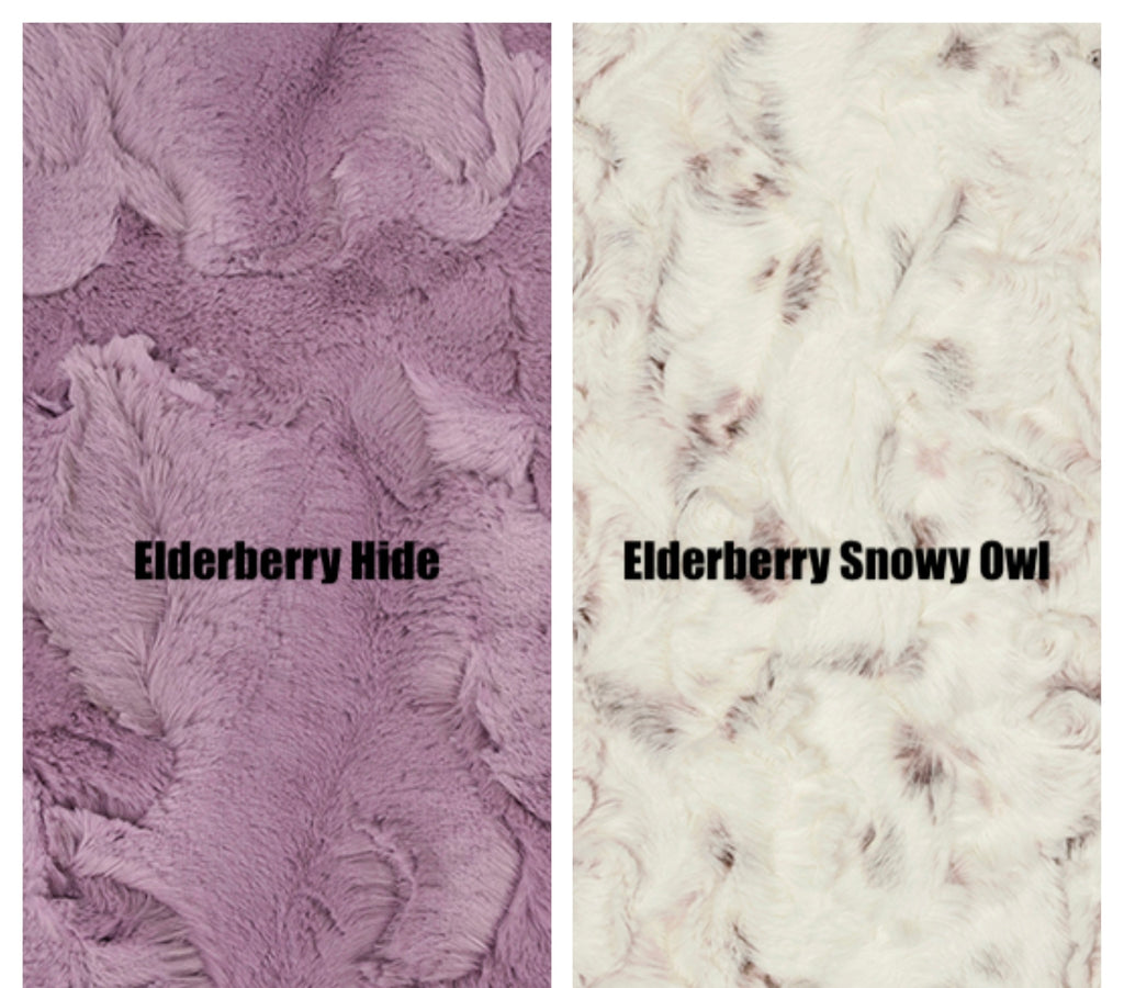Light Purple Snowy Owl Minky w/ Elderberry Hide Blanket - Baby Size to King Size