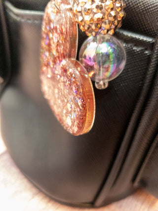 Heart Opal Pink and Gold Sparkle Mix Keychain