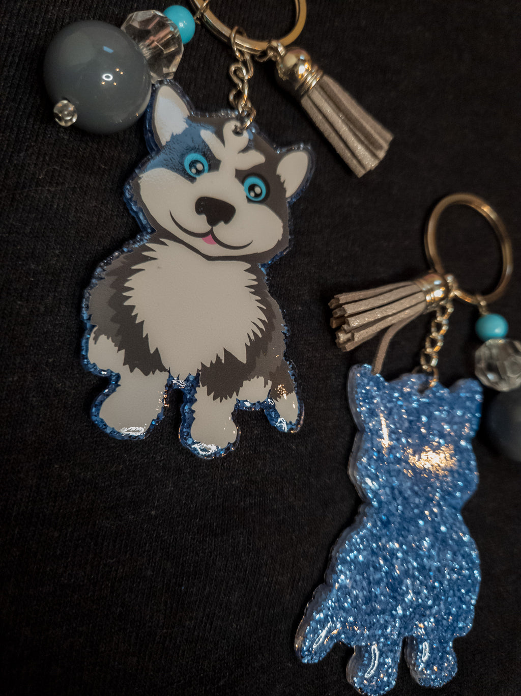 Husky Blue Sparkle Keychain