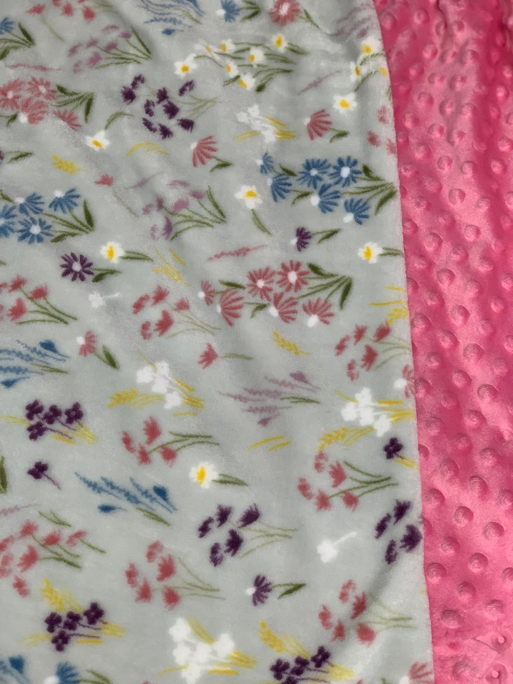 Wild Flowers Minky Blanket backed w/Pink Minky in 2 Size Options