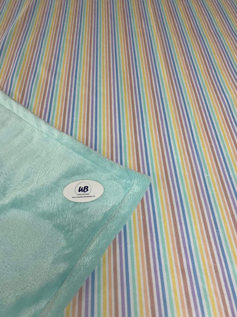 Pastel Striped Minky Blanket - Small