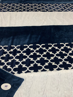 Navy & White Minky Blanket with Minky Cuddle Backing