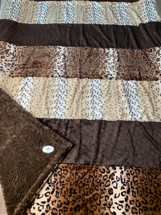 Neutrals Browns & Ivory Spotted Minky - Minky Cuddle Blanket