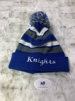 Knights Embroidered Pom Beanie Hat