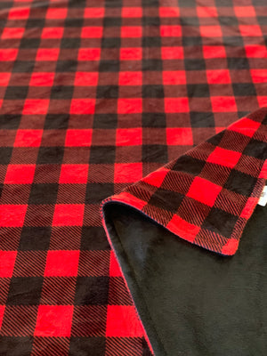 Red & Black Buffalo Plaid Double Sided Minky Adult Size Blanket