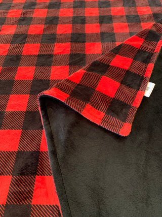 Red & Black Buffalo Plaid Double Sided Minky Blanket *Choose Size Baby to Comforter