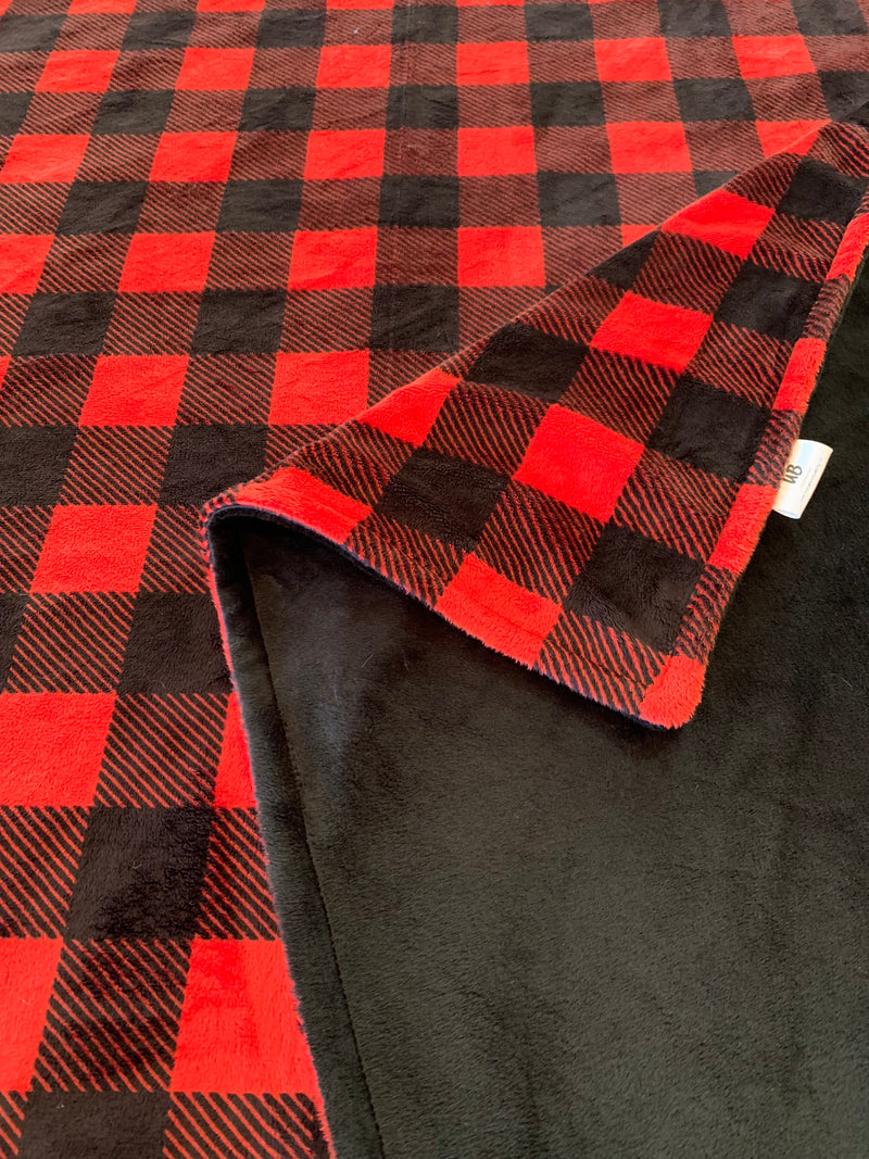 Red & Black Buffalo Plaid Double Sided Minky Adult Size Blanket