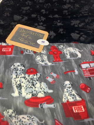 Dalmation Puppies Fire & Rescue Blanket w/ Paw Print Embossed Minky