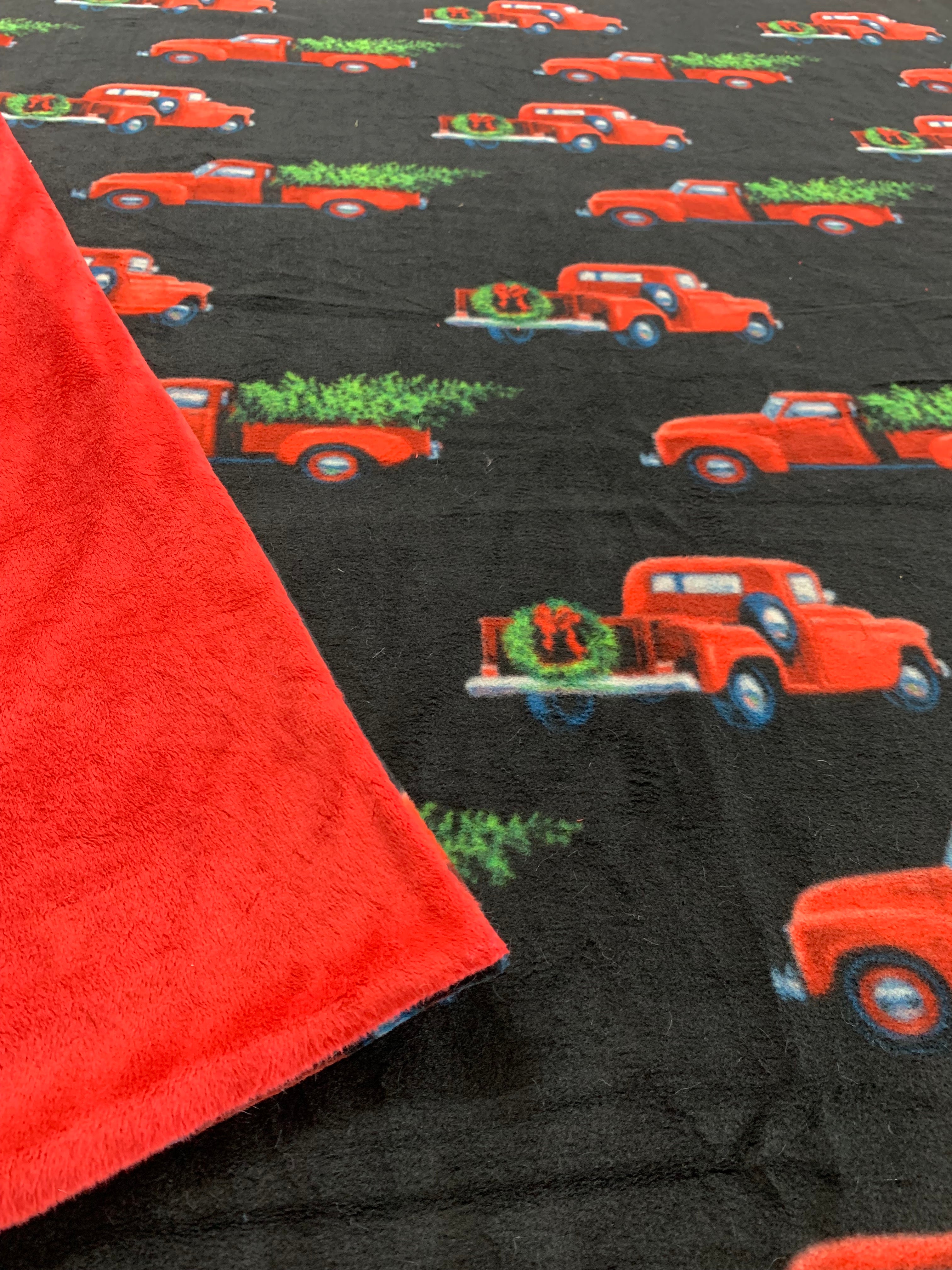 Red truck with christmas best sale tree blanket