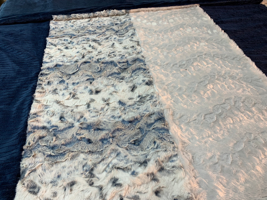 Navy & White Cuddle Quilt Blanket with Minky Cuddle Backing