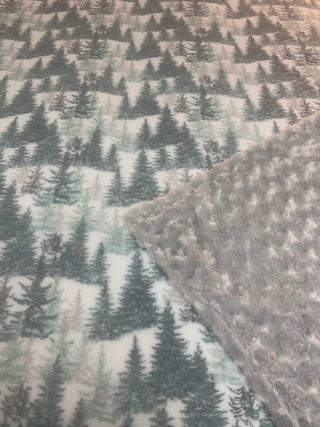 Winter Wonderland Trees w/ Grey Minky Blanket