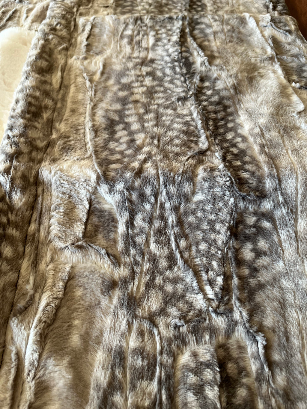 Gray & Ivory Spotted Cuddle Panel Minky Blanket with Fawn Cuddle Backing