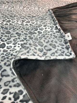 Grey Leopard Spotted Minky Blanket