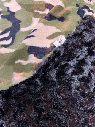 Camouflage Minky with Black Rose Minky Swirl*. Ready To Ship