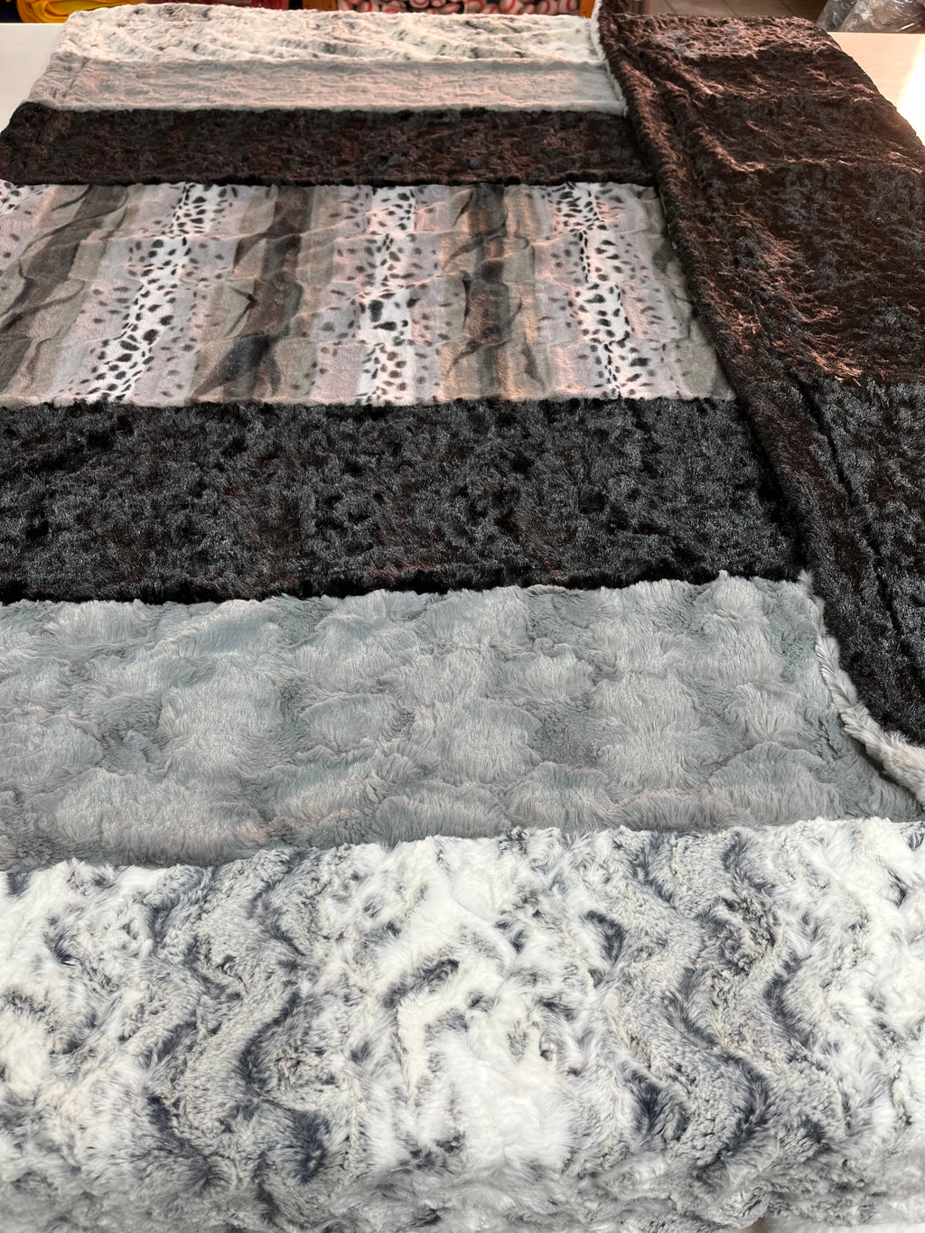 Black & Grey's Minky Cuddle Panel Blanket