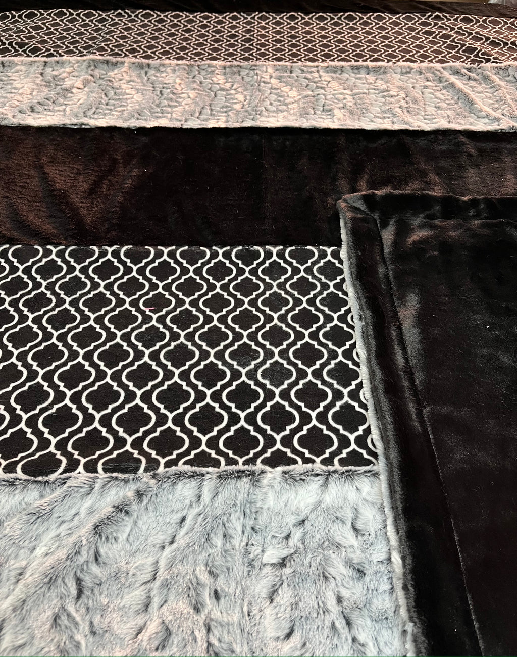 Black & Grey's Minky Cuddle Quilt Panel Blanket