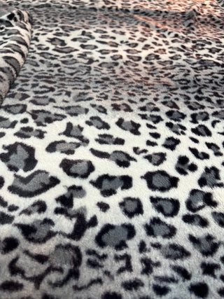 Grey Leopard Spotted Minky w/ Grey Hide Minky Blanket
