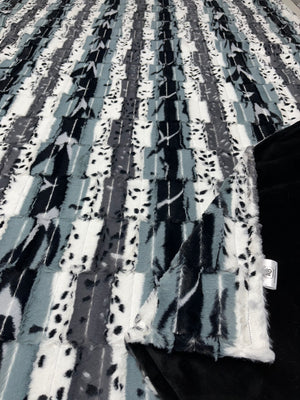 Fancy Leopard Print w/ Black Minky Blanket in 3 size Options