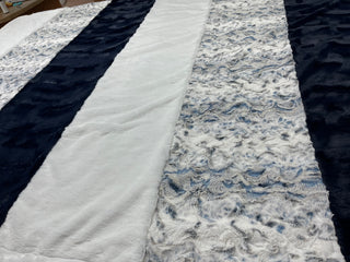 Navy & White Cuddle Quilt Blanket with Blue Minky Cuddle Backing