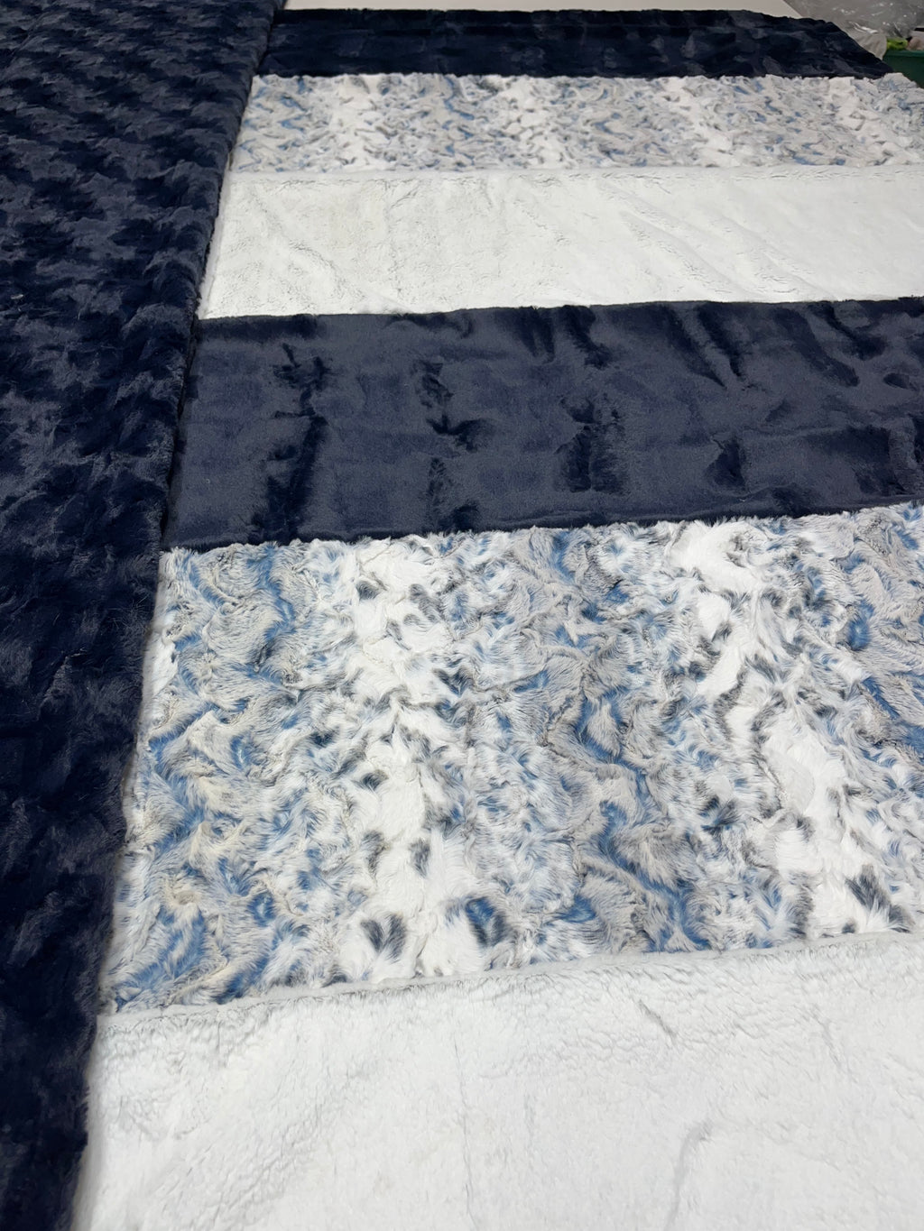 Navy & White Cuddle Quilt Blanket with Blue Minky Cuddle Backing
